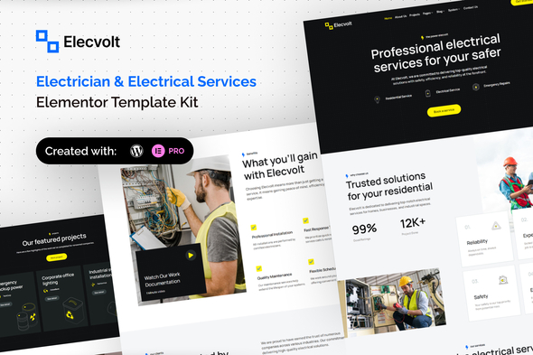 Elecvolt - Electrician & Electrical Services Elementor Template Kit Elecvolt - Electrician & Electrical Services Elementor Template Kit