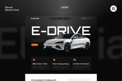 Elecxia - EV Electric Car Rental & Service Website Elementor Template Kits