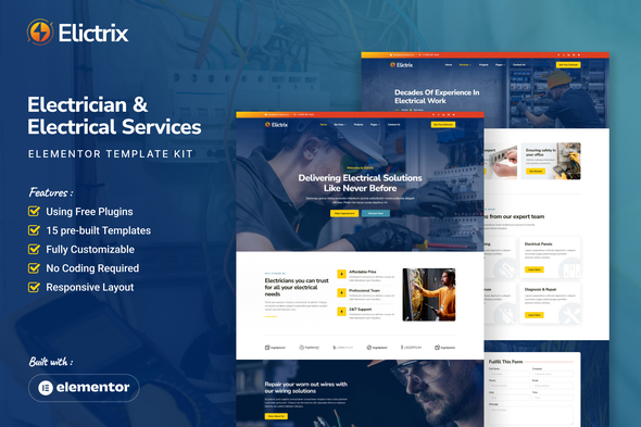Elictrix - Electrician & Electrical Services Elementor Template Kit Elictrix - Electrician & Electrical Services Elementor Template Kit