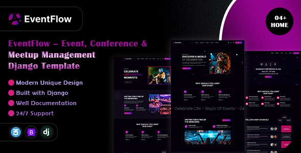 EventFlow - Event, Conference & Meetup Management Django Template EventFlow - Event, Conference & Meetup Management Django Template