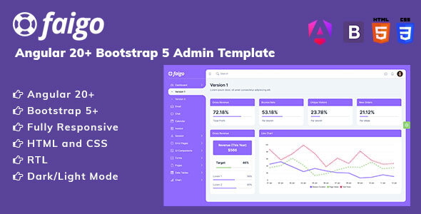 Faigo - Angular 20+ Bootstrap 5 Admin Template Faigo - Angular 20+ Bootstrap 5 Admin Template