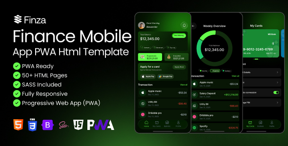 Finza-Finance PWA Mobile App HTML Template Finza-Finance PWA Mobile App HTML Template
