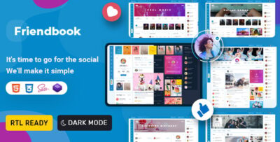 Friendbook - Social Network Online Community UI Toolkit Responsive Html Template