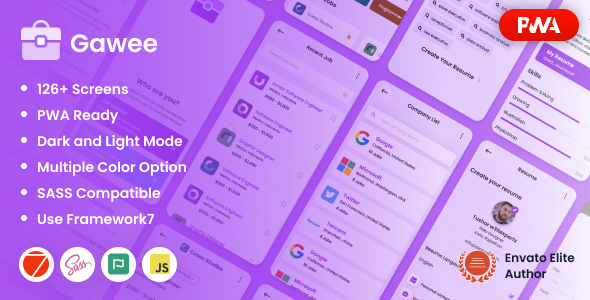Gawee - ( Framework 7 + PWA ) Mobile HTML Template Gawee - ( Framework 7 + PWA ) Mobile HTML Template