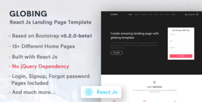 Globing - React Js Landing Page Template