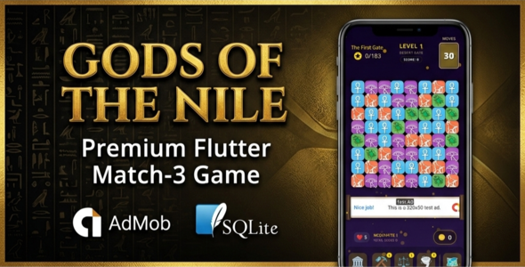 Gods of the Nile | Flutter Match-3 Game for Android and iOS with AdMob Gods of the Nile | Flutter Match-3 Game for Android and iOS with AdMob