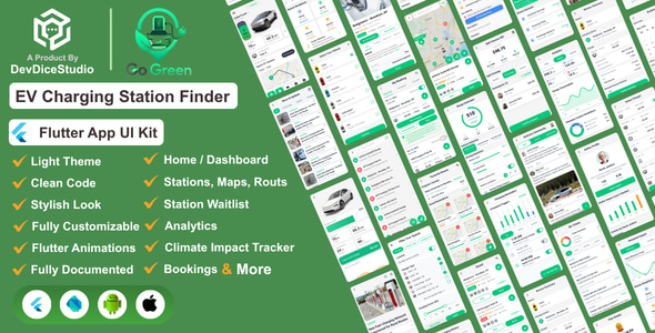 GoGreen | EV Charging Station Finder Flutter App Template GoGreen | EV Charging Station Finder Flutter App Template