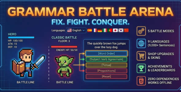 Grammar Battle Arena | Html5 Game Grammar Battle Arena | Html5 Game