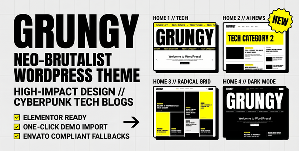 Grungy - Neo-Brutalist Blog WordPress Theme Grungy - Neo-Brutalist Blog WordPress Theme