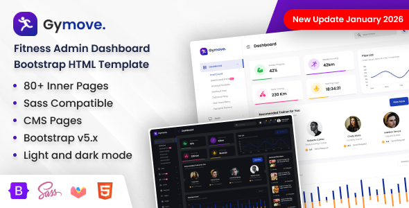 Gymove - Fitness Admin Dashboard Bootstrap HTML Template Gymove - Fitness Admin Dashboard Bootstrap HTML Template