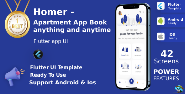 Homer | Flutter UI Kit for Rent Apartment/Home Search & Booking App Homer | Flutter UI Kit for Rent Apartment/Home Search & Booking App