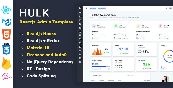 Hulk - Reactjs Redux Material UI Admin Template Hulk - Reactjs Redux Material UI Admin Template