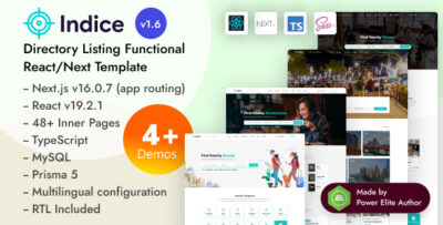 Indice - Directory Listing React Next.js 16 Template with TypeScript