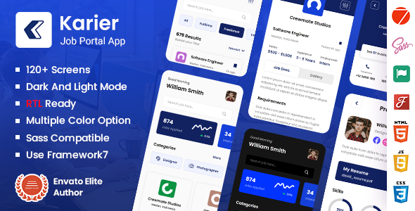 Karier - Job Portal Mobile App Framework7 PWA Template Karier - Job Portal Mobile App Framework7 PWA Template