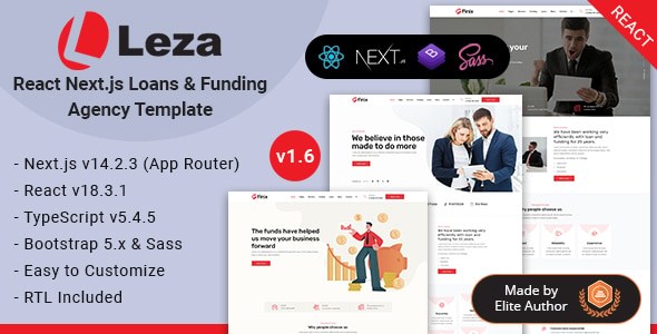 Leza - Loans Funding & Financial Agency React Nextjs 14+ Template Leza - Loans Funding & Financial Agency React Nextjs 14+ Template