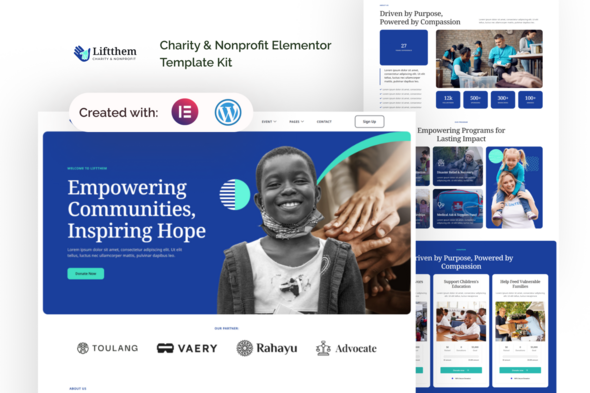 Liftthem - Charity & Nonprofit Elementor Template Kit Liftthem - Charity & Nonprofit Elementor Template Kit