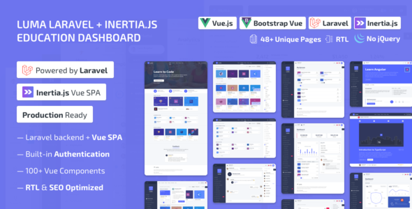 Luma Laravel LMS & Vue Education Admin Dashboard Template Luma Laravel LMS & Vue Education Admin Dashboard Template