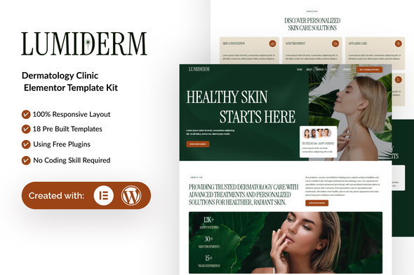 Lumiderm - Dermatology Clinic Elementor Template Kit Lumiderm - Dermatology Clinic Elementor Template Kit