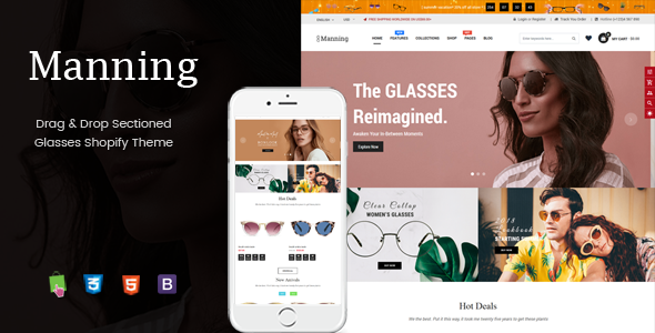 Manning - Multipurpose Sections Glasses Shopify Theme Manning - Multipurpose Sections Glasses Shopify Theme