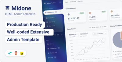 Midone - Tailwind 4+ HTML Admin Dashboard Template