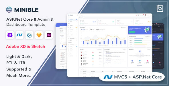 Minible - ASP.Net Core 8 & MVC5 Admin Dashboard Template Minible - ASP.Net Core 8 & MVC5 Admin Dashboard Template