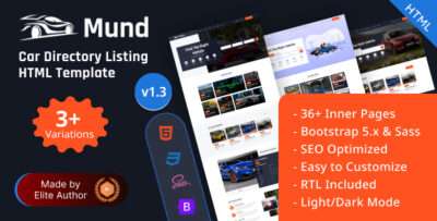 Mund - Car Directory Listing & Rental Bootstrap 5 Template