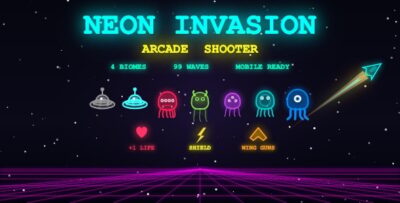 Neon Invasion | HTML5 Arcade Space Shooter Game
