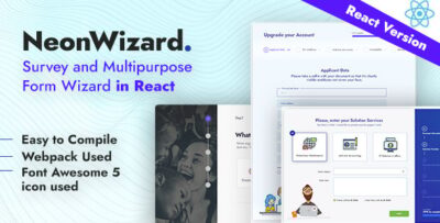 NeonWizard - React JS Questionnaire Multistep Form Wizard React JS
