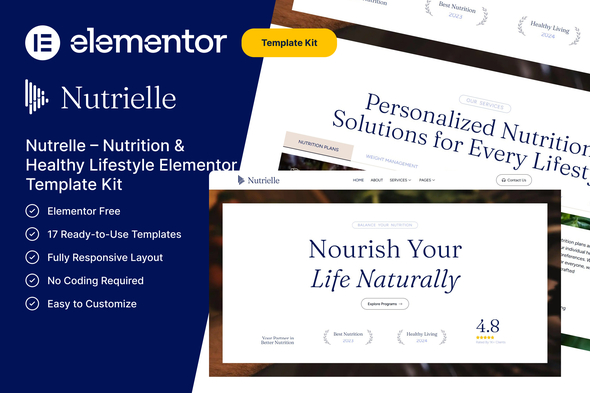 Nutrelle – Nutrition & Healthy Lifestyle Elementor Template Kit Nutrelle – Nutrition & Healthy Lifestyle Elementor Template Kit