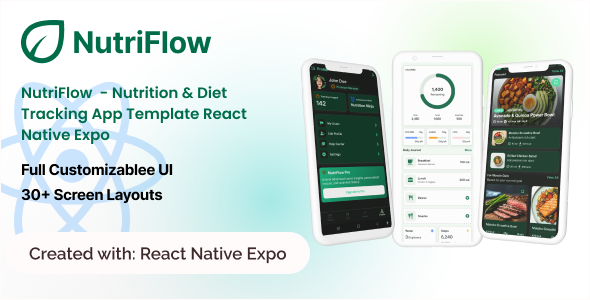 NutriFlow | Nutrition and Diet Tracking App UI Template for React Native Expo NutriFlow | Nutrition and Diet Tracking App UI Template for React Native Expo