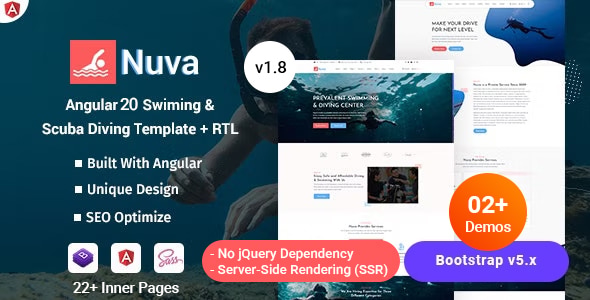 Nuva - Angular 20 Swimming & Scuba Diving School Template Nuva - Angular 20 Swimming & Scuba Diving School Template