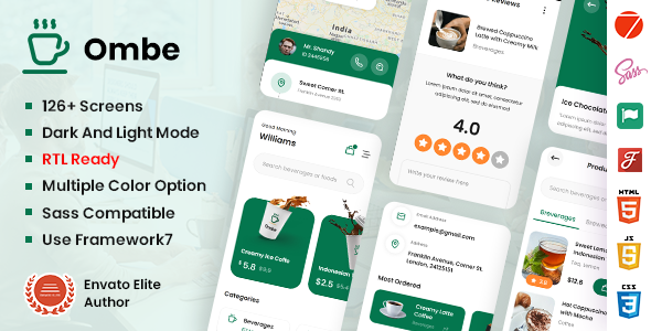 Ombe - Coffee Shop Mobile App Template Ombe - Coffee Shop Mobile App Template