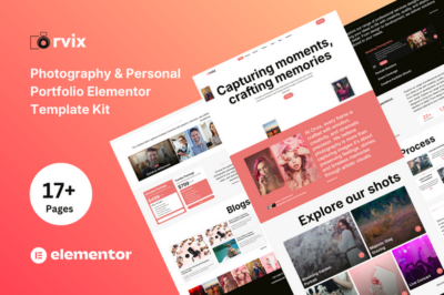 Orvix - Photography & Personal Portfolio Elementor Template Kit