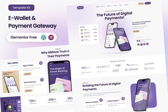 Paymt - E-Wallet & Payment Gateway Elementor Template Kit Paymt - E-Wallet & Payment Gateway Elementor Template Kit
