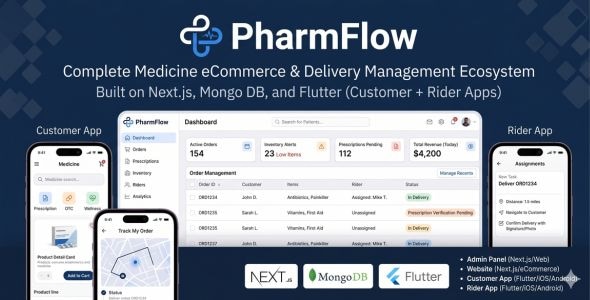 PharmaFlow - Pharmacy E-Commerce Flutter App With Next.js Admin Panel PharmaFlow - Pharmacy E-Commerce Flutter App With Next.js Admin Panel