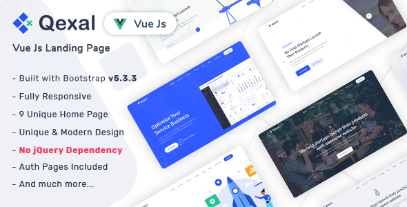 Qexal - Vue Js Landing Page Template Qexal - Vue Js Landing Page Template