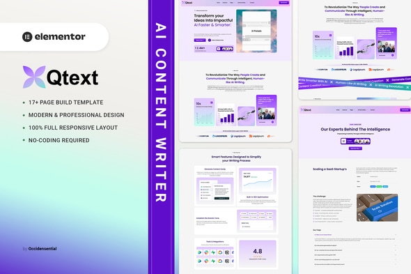 Qtext - AI Content Writer Elementor Template Kit Qtext - AI Content Writer Elementor Template Kit
