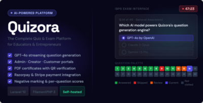 Quizora - AI Quiz & Exam SaaS Platform with Payments and Certificates