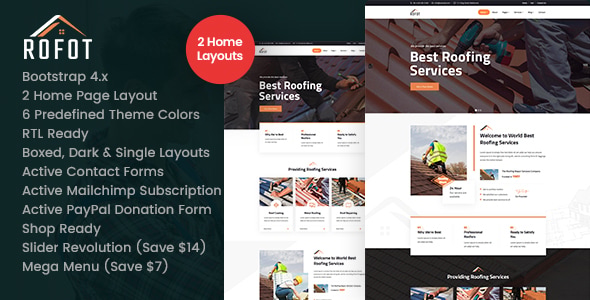Rofot - Roofing Services HTML Template Rofot - Roofing Services HTML Template