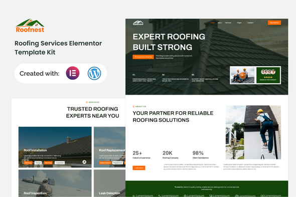 Roofnest - Roofing Services Elementor Template Kit Roofnest - Roofing Services Elementor Template Kit