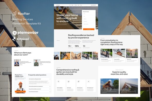 Roofter - Roofing Services Elementor Template Kit Roofter - Roofing Services Elementor Template Kit