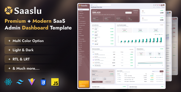 Saaslu - React 19 & Tailwind CSS SaaS Admin Dashboard Template Saaslu - React 19 & Tailwind CSS SaaS Admin Dashboard Template