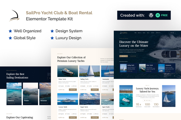 Sailpro - Yacht Club & Boat Rental Elementor Template Kit Sailpro - Yacht Club & Boat Rental Elementor Template Kit