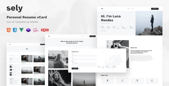 Sely - Personal Resume vCard Vue JS Template Sely - Personal Resume vCard Vue JS Template