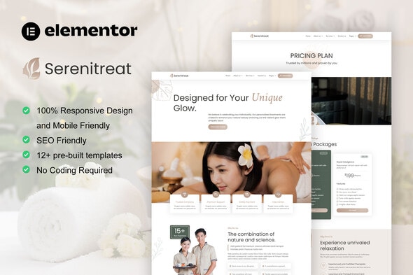 SereniTreat - Spa & Beauty Care Elementor Pro Template Kit SereniTreat - Spa & Beauty Care Elementor Pro Template Kit