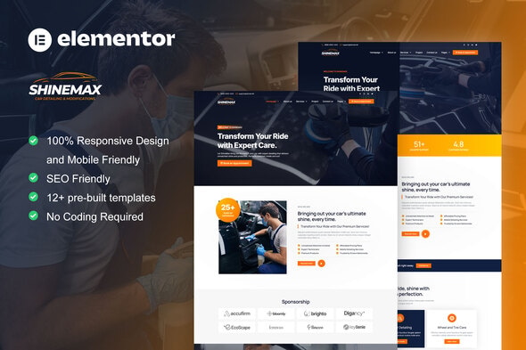 ShineMax - Car Detailing & Repair Services Elementor Pro Template Kit ShineMax - Car Detailing & Repair Services Elementor Pro Template Kit