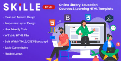 SKILLE - Online Library, Education, Course & Learning HTML Template