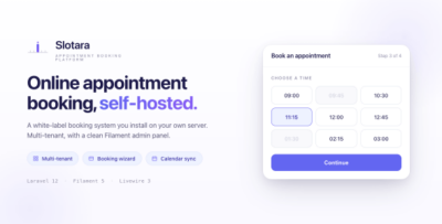 Slotara - Appointment Booking & Scheduling SaaS Platform | Multi-Tenant | Laravel 12 | Filament 5