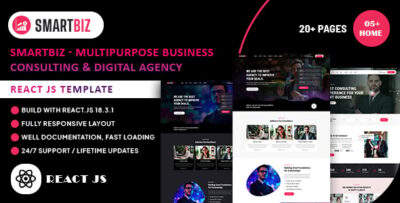 Smartbiz - Multipurpose Business Consulting & Digital Agency React JS Template
