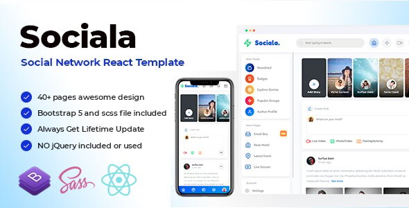 Sociala - Social Network App React Template Sociala - Social Network App React Template